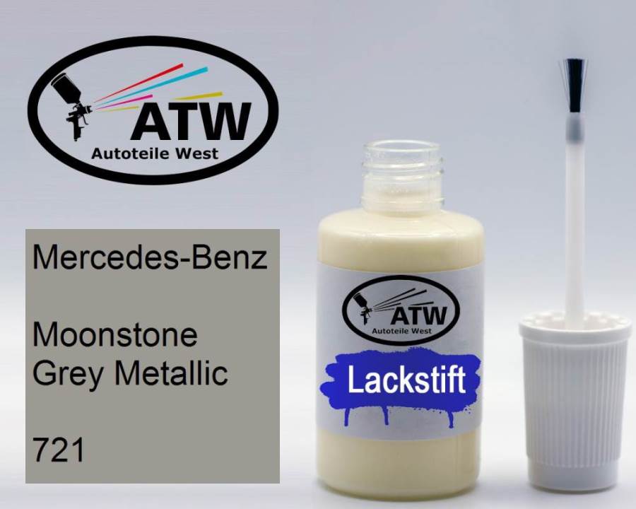 Mercedes-Benz, Moonstone Grey Metallic, 721: 20ml Lackstift, von ATW Autoteile West.